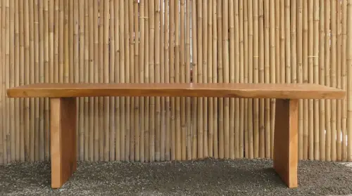 Product image of the product “Natural Wood Table suar with wooden legs, 254.5.cm length, 95cm width, 78cm height. Table top 7cm thickness ”